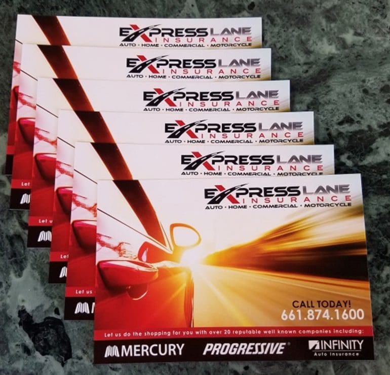 Express Lane Insurance Business Cards Advanced Printing & Graphics
